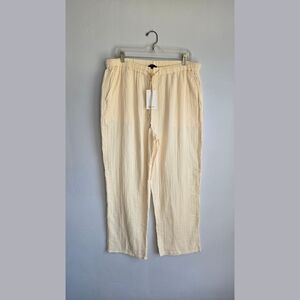 NWT Quince 100% Organic Cotton Gauze Cream Relaxed Drawstring Pants